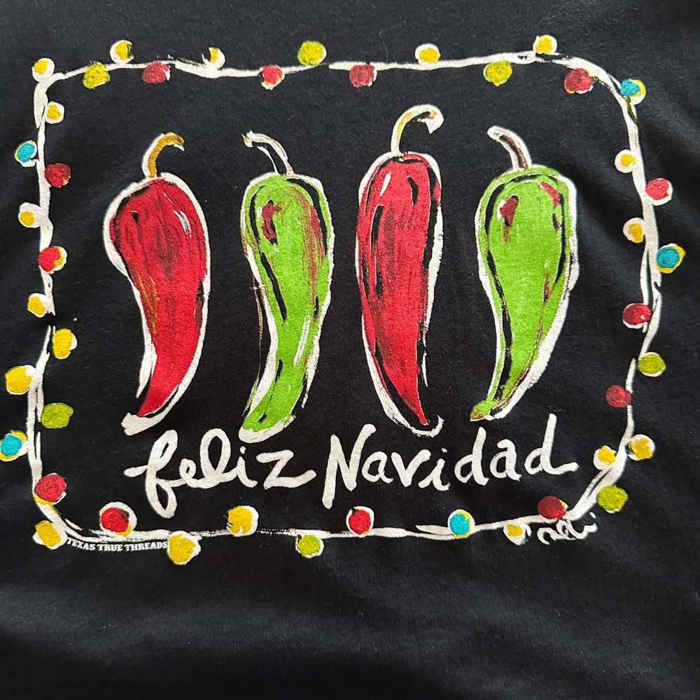 Women's XL Handpainted "Feliz Navidad" T-Shirt by Texas True Threads - Picture 3 of 4